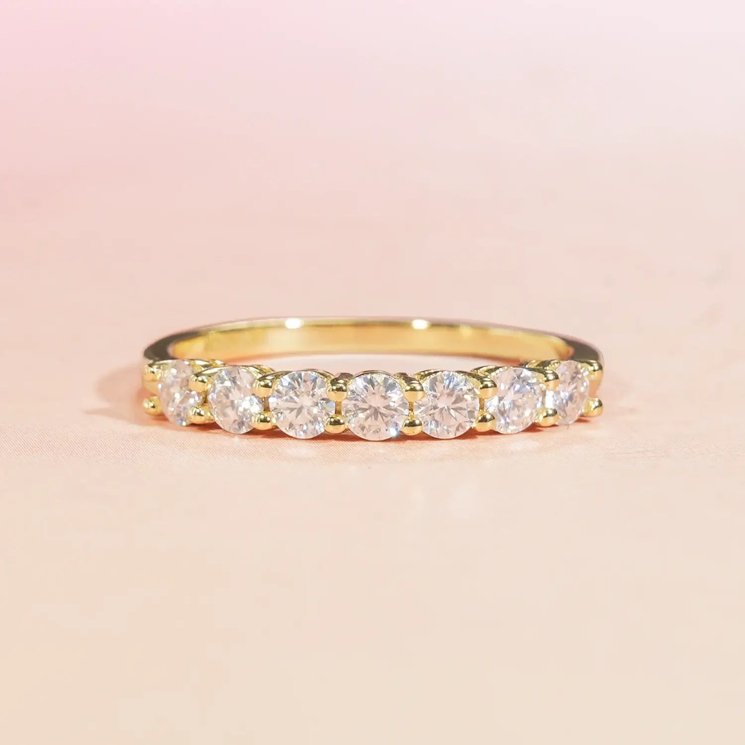 0.7CT Round Cut Moissanite Wedding Band