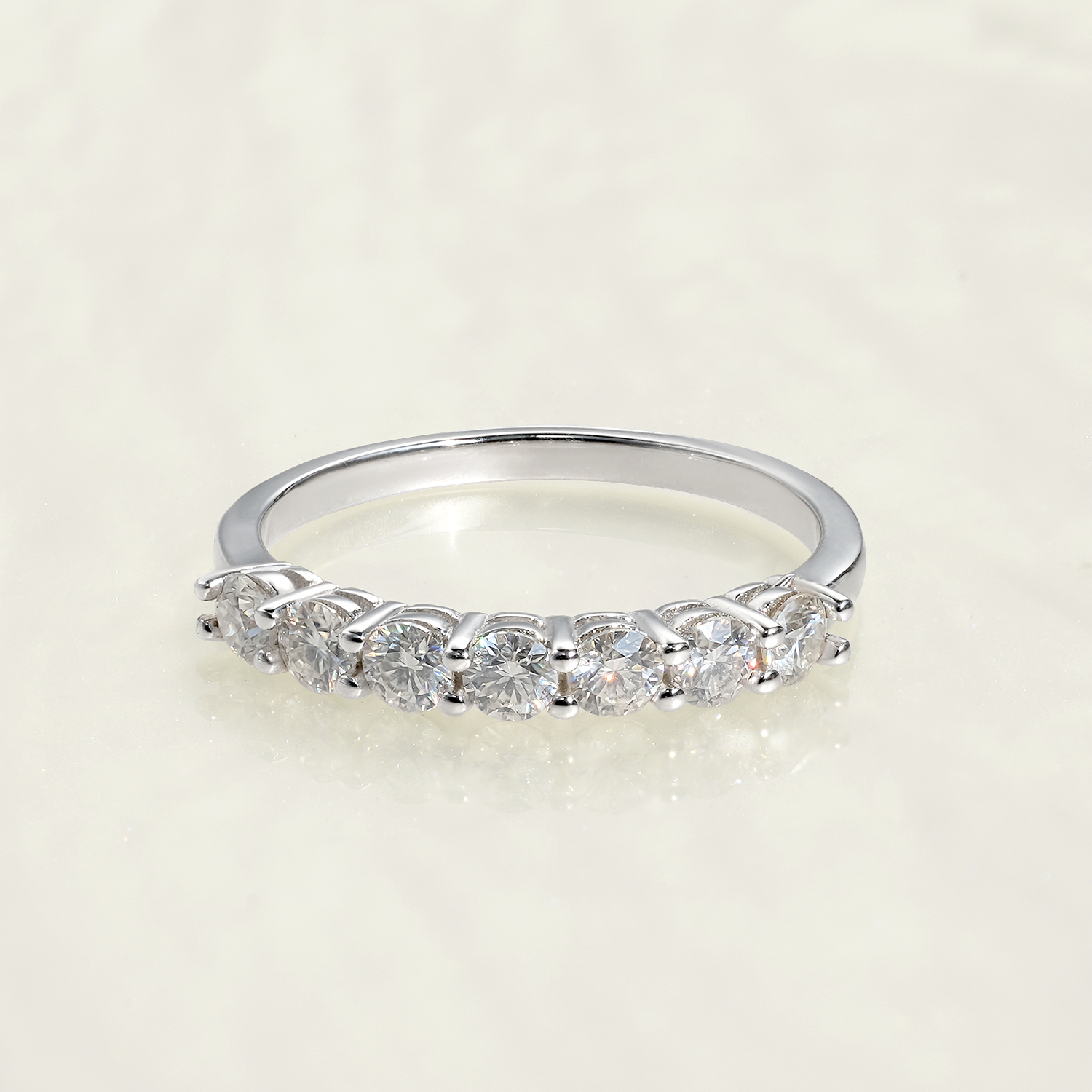 0.7CT Round Cut Moissanite Wedding Band