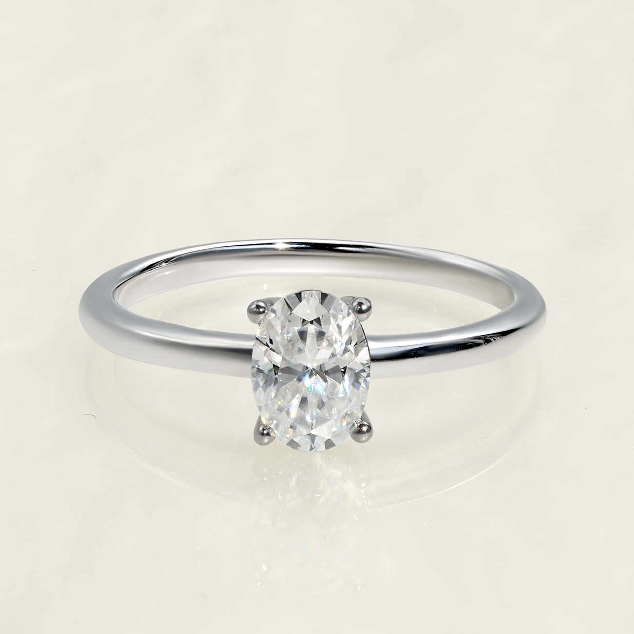 1CT Oval Cut Moissanite Luxury Engagement Ring