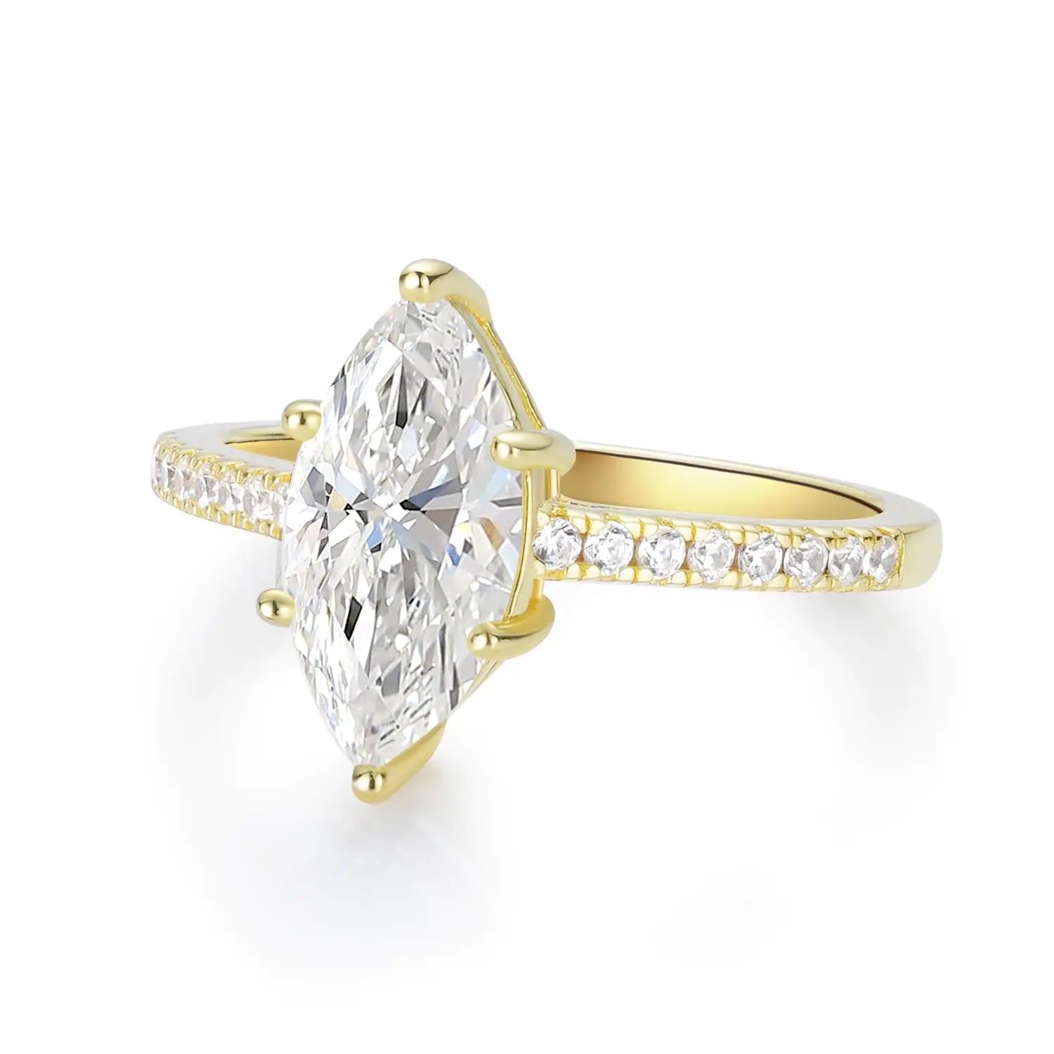 2CT Marquise Cut Moissanite Accents Engagement Ring