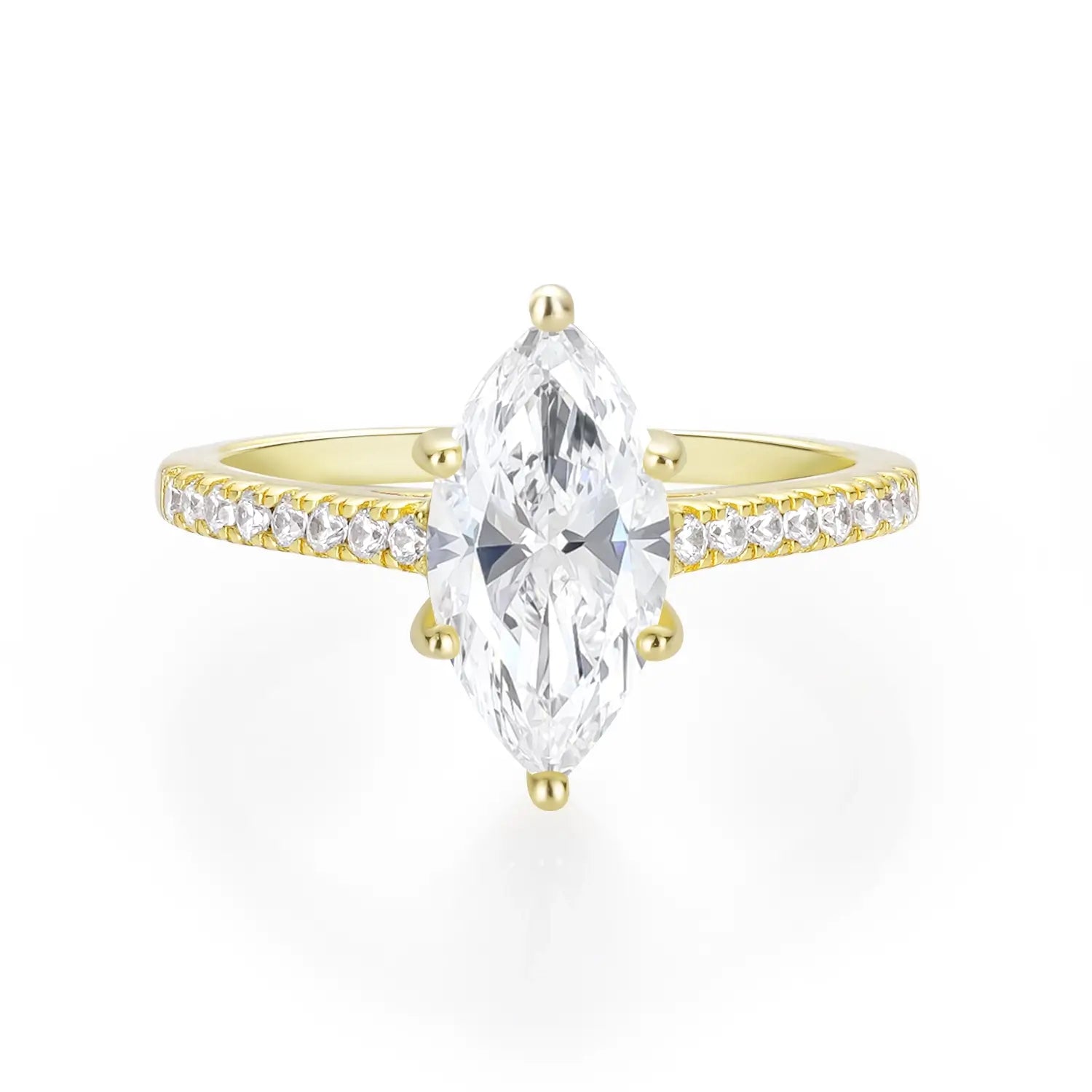 2CT Marquise Cut Moissanite Accents Engagement Ring
