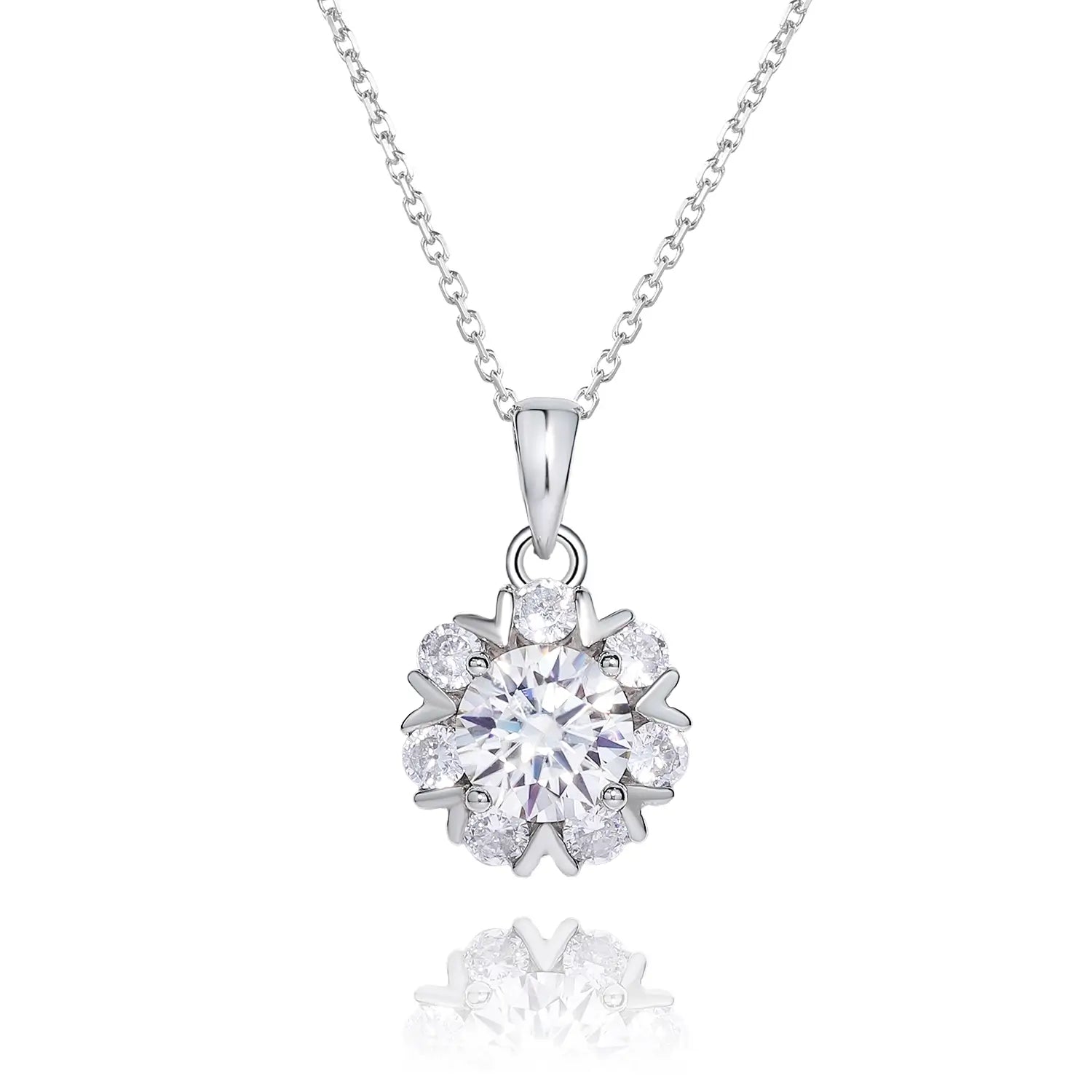 14K Gold Plated Aurora Petal Classic Six-Prong Moissanite Pendant