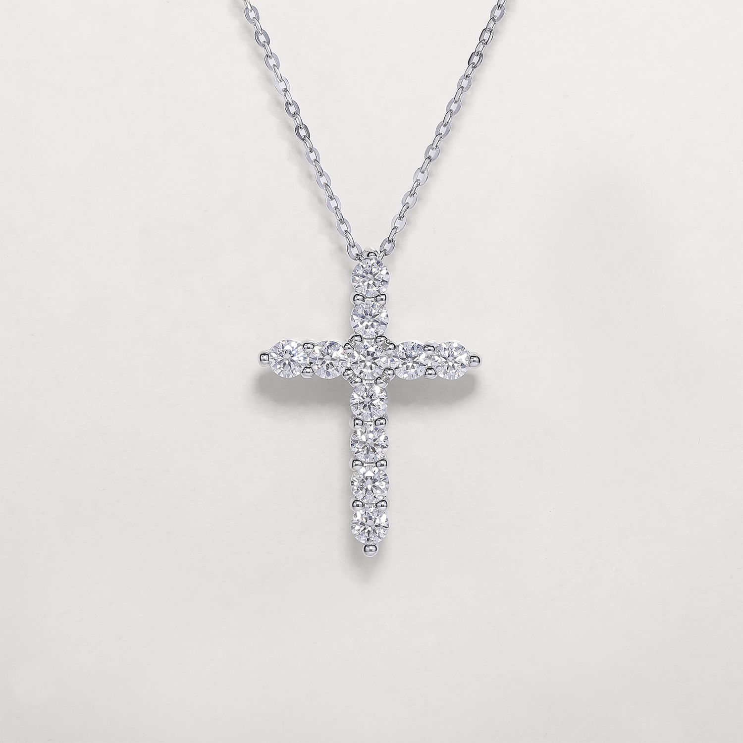 14K Gold Plated Cross Shared Moissanite Necklace