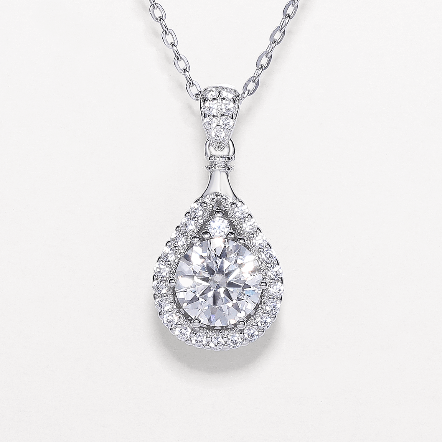 14K Gold Plated Teardrop Shape Classic Moissanite Pendant