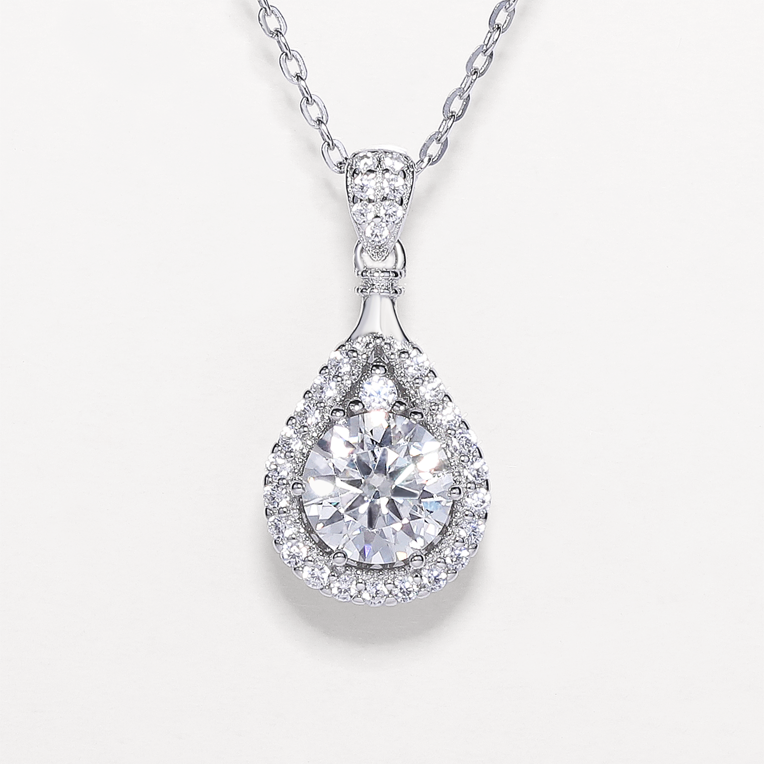 Teardrop Shape Classic Moissanite Pendant