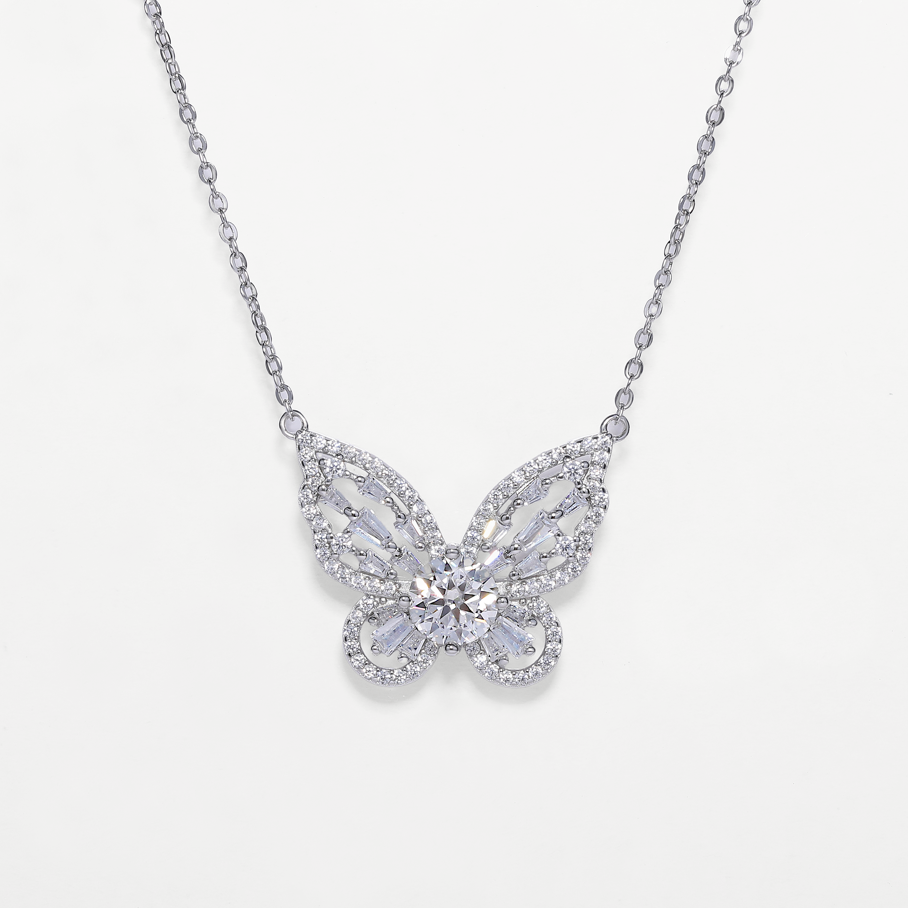 Shimmering Butterfly Moissanite Necklace