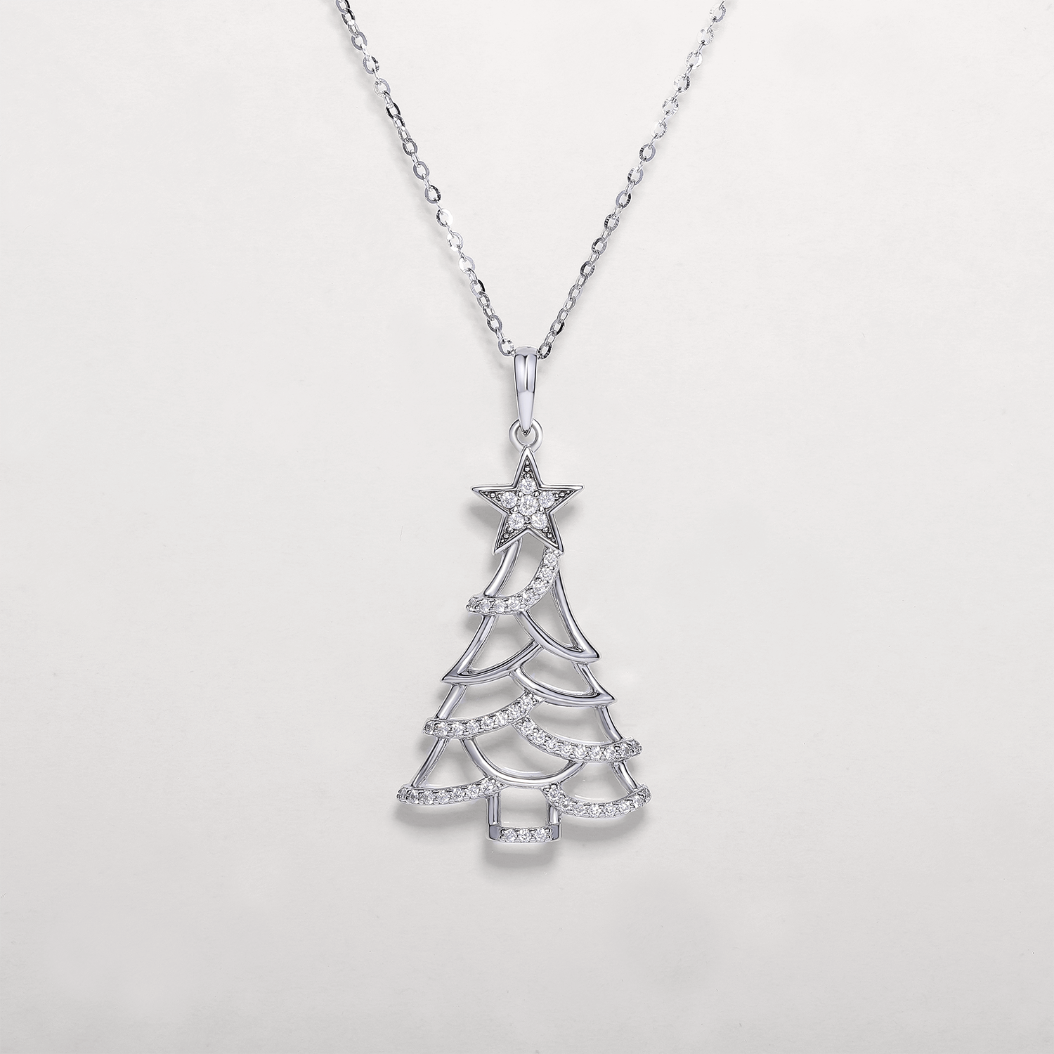 14K Gold Plated Twinkling Pine Moissanite Pendant