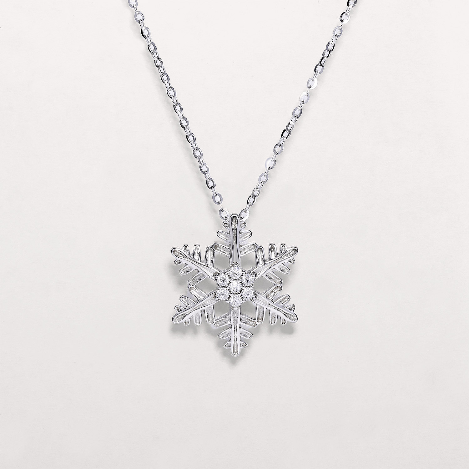 14K Gold Plated Snowflake Moissanite Pendant Necklace
