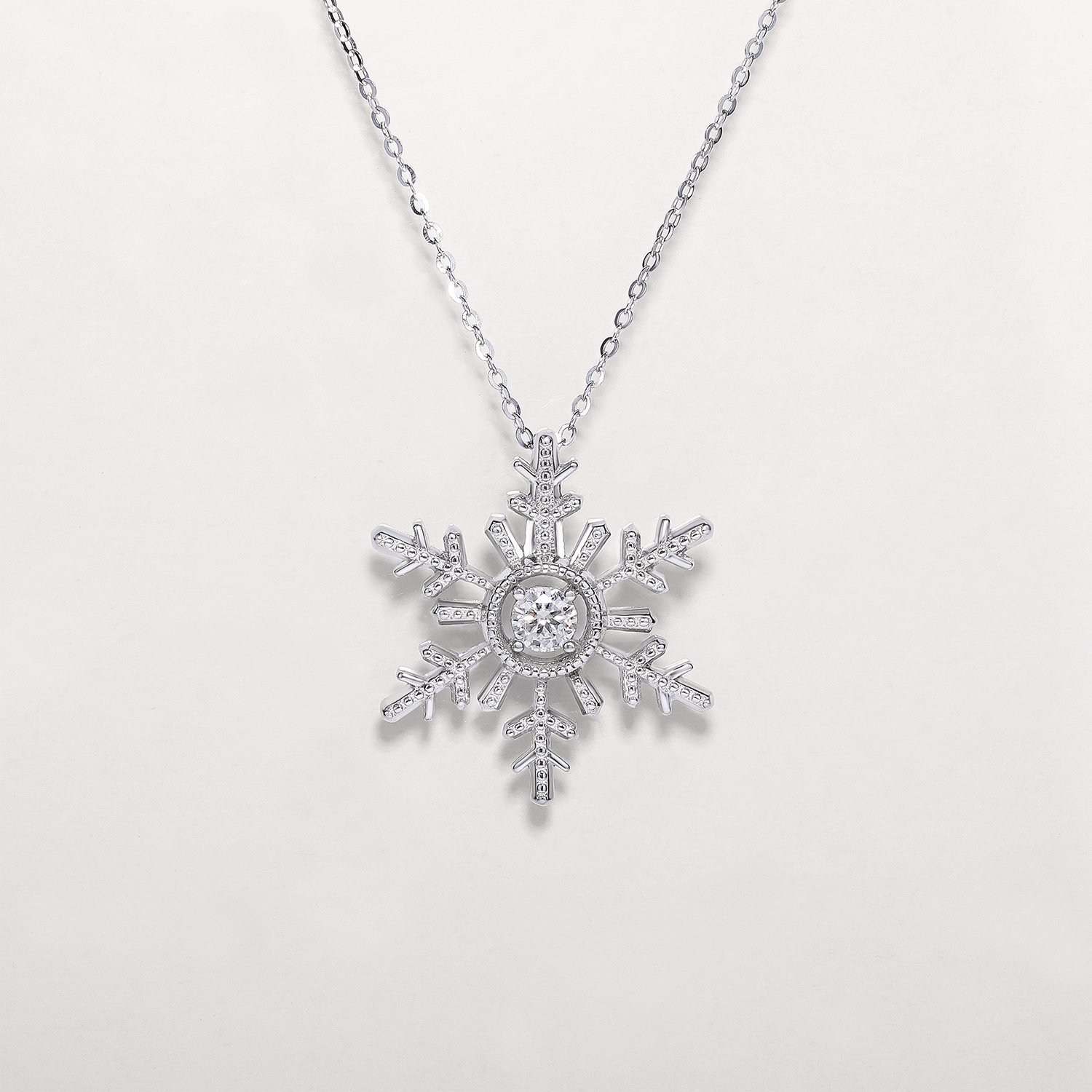 14K Gold Plated Sparkling Snowflakes Moissanite Pendant Necklace