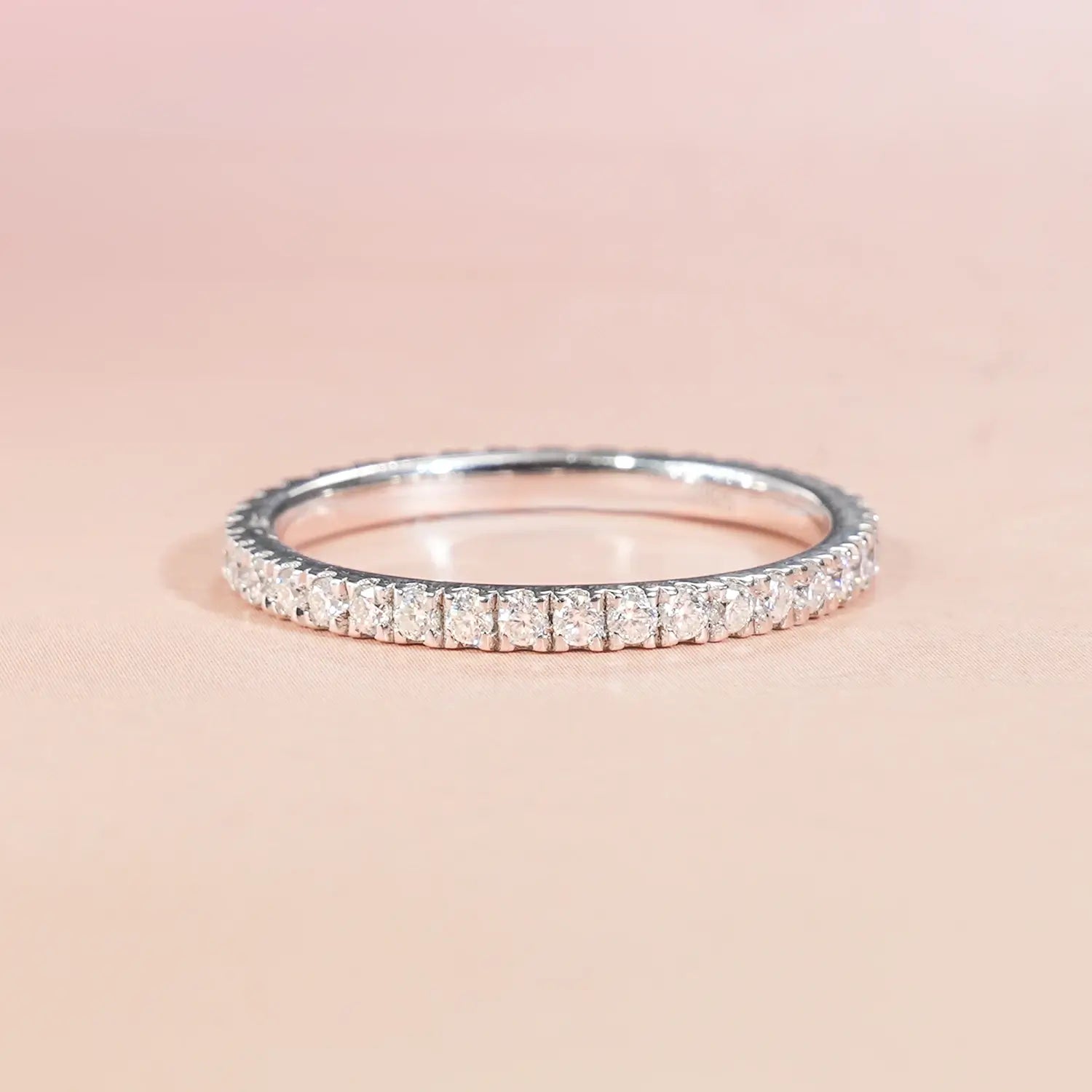 1.3 MM Moissanite Full Eternity Thin Wedding Band Ring