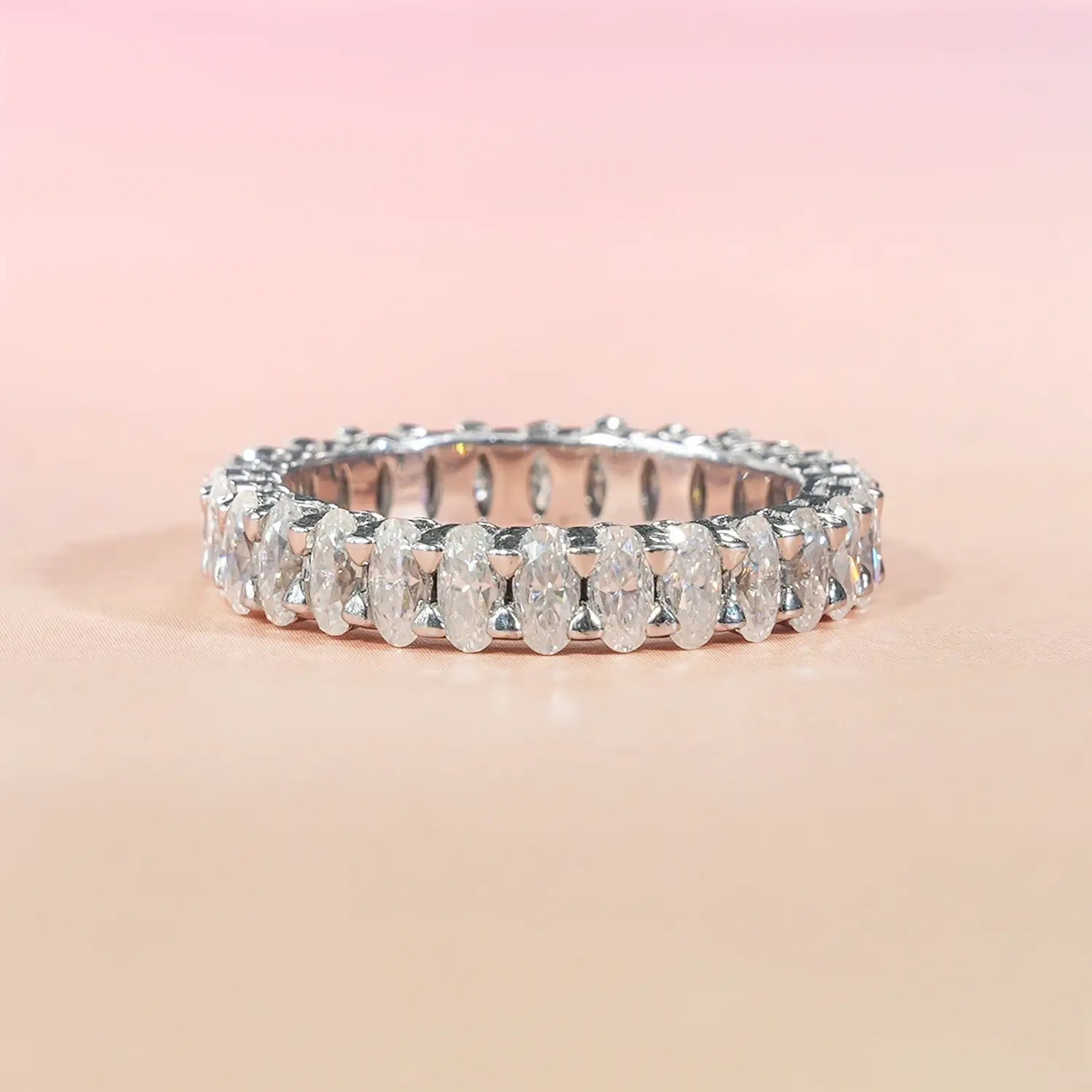 2*4MM Oval Shared Prong Full Moissanite Eternity Band