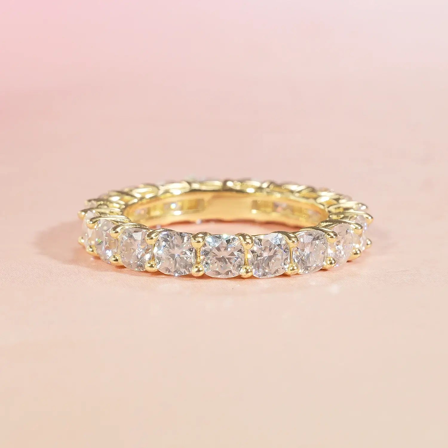 Cushion Cut Moissanite Eternity Ring