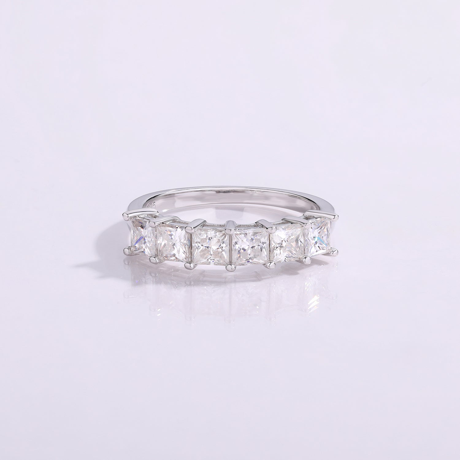 Princess Cut Moissanite Wedding Band Ring