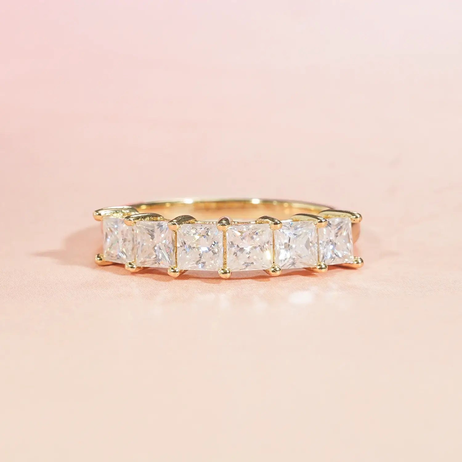 Princess Cut Moissanite Wedding Band Ring